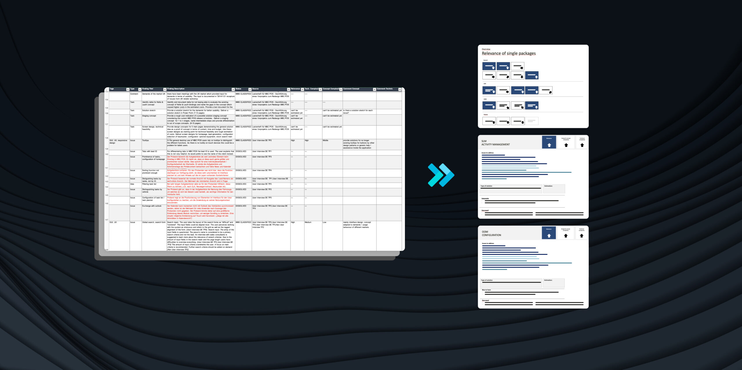 Screenshots of spreadsheet and presentations